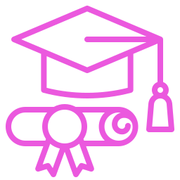 Graduation cap and diploma icon.